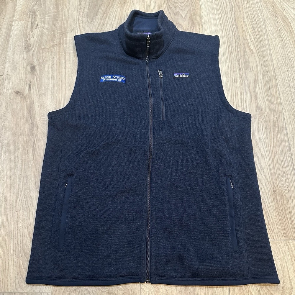 Patagonia Better Sweater Vest Mens XL Navy Full Zip Fleece Jacket 25882 Logo